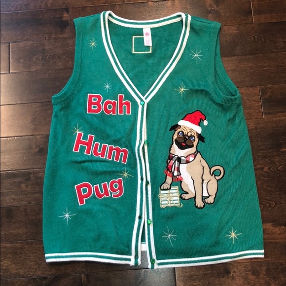 Jackets & Blazers - Christmas Pug Sweater Vest